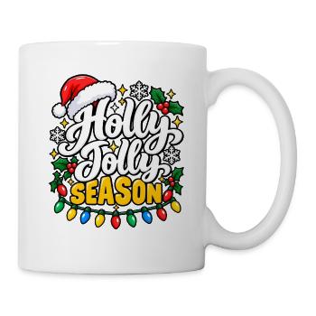 Holly Jolly Season – Weihnachtsdesign - Tasse - Weiß - Rechts