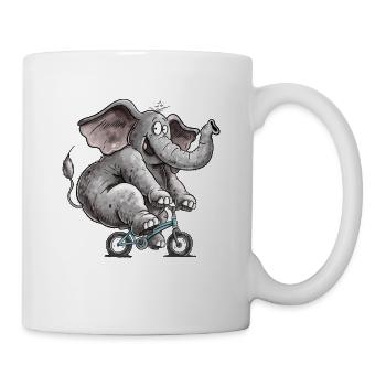 Elefant Fahrrad Radfahren Radsport Tierhumor - Tasse - Weiß - Rechts
