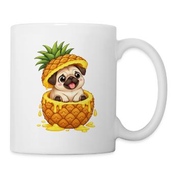 Süßer Mops mit Ananas Cartoon Sommer - Tasse - Weiß - Rechts