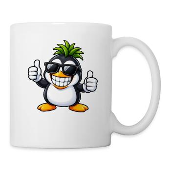 Cooler Pinguin mit Ananas Frisur - Tasse - Weiß - Rechts
