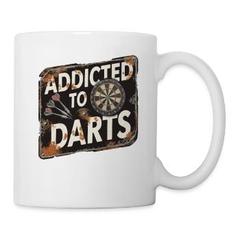 Addicted To Darts Dartspiel Pfeile Und Dartscheibe - Tasse - Weiß - Rechts