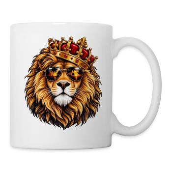 Königlicher Löwe mit Krone – Sonnenuntergangskönig - Tasse - Weiß - Rechts