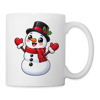 Schneemann Kawaii Style – Süßes Wintermotiv - Tasse - Weiß - Rechts