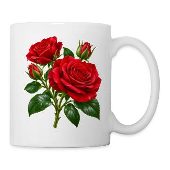 Crimson Rose Bouquet-Kunstwerk - Tasse - Weiß - Rechts