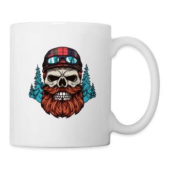Skull Rider: Waldbart-Motorrad-Design - Tasse - Weiß - Rechts