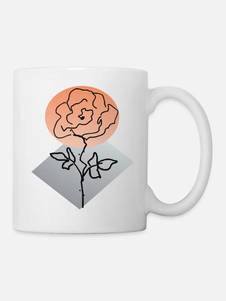 Rosenumrisse vor staubigem Hintergrund - Tasse - Weiß
