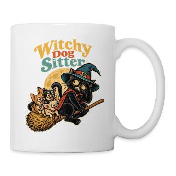 Halloween Hexenkatze Witchy Dog Sitter mit - Tasse - Weiß - Rechts