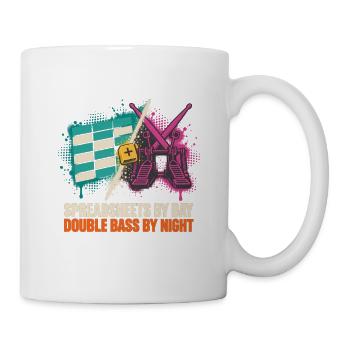 Spreadsheets am Tag, Double Bass bei Nacht - Tasse - Weiß - Rechts