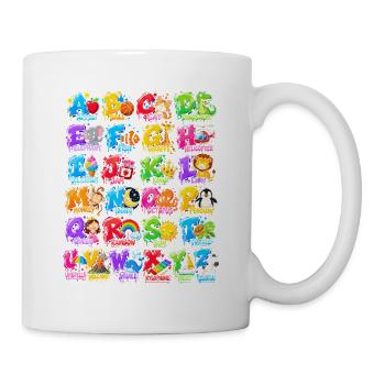 Buntes Tieralphabet für Kinder - Tasse - Weiß - Rechts