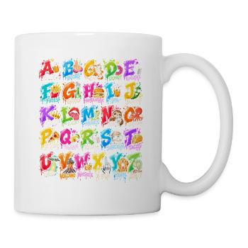 Graffiti Alphabet Farbexplosion - Tasse - Weiß - Rechts