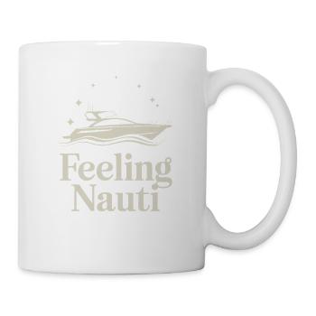 Feeling Nauti Yacht Boot Wellen Und Sterne - Tasse - Weiß - Rechts