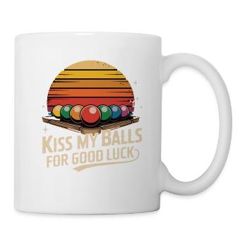 Kiss My Balls For Good Luck Billardkugeln Retro - Tasse - Weiß - Rechts