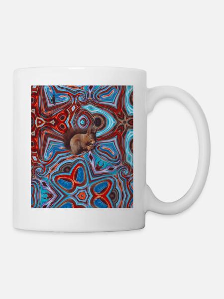 Eichhoernchen-Kaleidoskop-Hintergrund_2 mit Adler - Tasse - Weiß