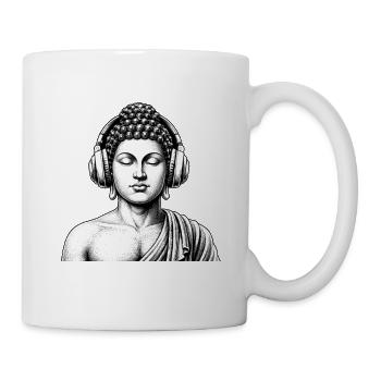 Zen-Buddha mit Kopfhörern – Yoga-Musik-Meditation - Tasse - Weiß - Rechts