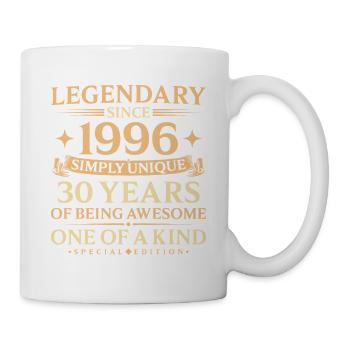 30th Birthday Simply Unique Legendary since 1996 - Tasse - Weiß - Rechts
