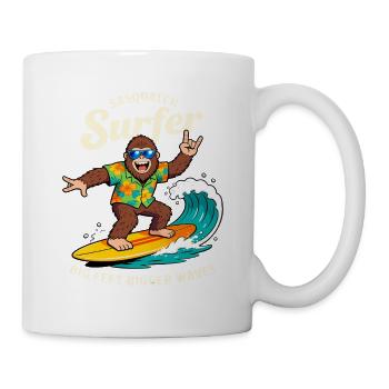 Sasquatch Surfer Big Feet Bigger Waves Cryptid - Tasse - Weiß - Rechts