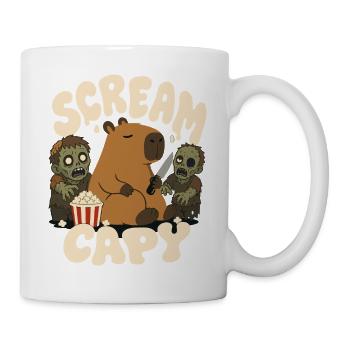Capybara mit Zombies – Scream Capy - Tasse - Weiß - Rechts