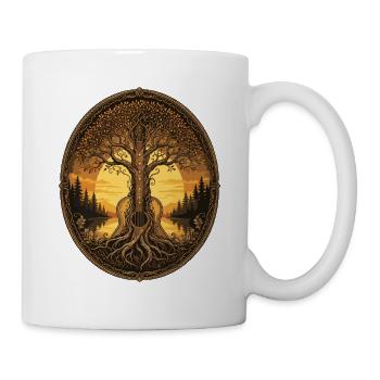 Akustikgitarre, Gitarre, Gitarrist, Musiker, Baum - Tasse - Weiß - Rechts