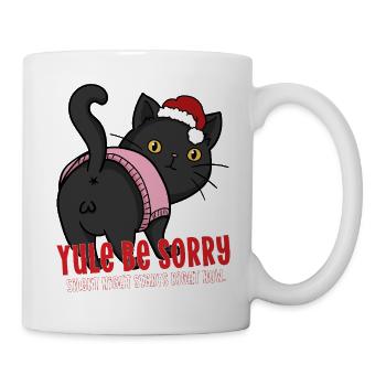 Weihnachtskatze Weihnachtsmütze Weihnachtsmütze Sei entschuldigt Stille Nacht - Tasse - Weiß - Rechts
