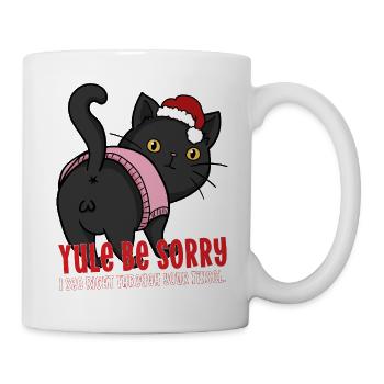 Weihnachtskatze Weihnachtsmütze Weihnachtsmütze Sei entschuldigt Lametta-Humor - Tasse - Weiß - Rechts