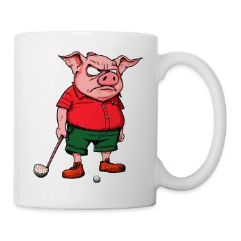 Schwein Golfspieler - Tasse - Weiß - Rechts