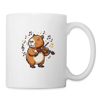 Capybara Geige Violine - Tasse - Weiß - Rechts