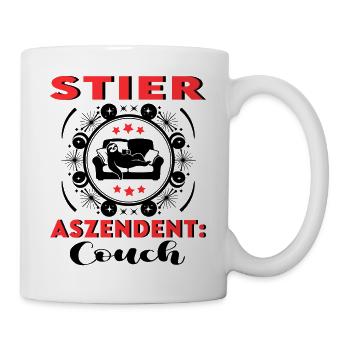 Sternzeichen Stier Aszendent Couch Geburtstag - Tasse - Weiß - Rechts