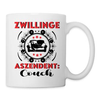 Sternzeichen Zwillinge Aszendent Couch Geburtstag - Tasse - Weiß - Rechts