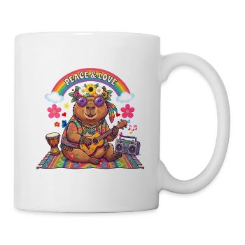 Hippie-Capybara: Frieden und Liebe - Tasse - Weiß - Rechts