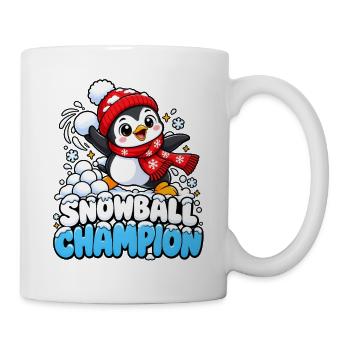 Schneeball-Champion Pinguin - Tasse - Weiß - Rechts