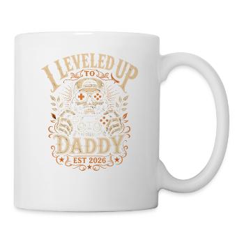 Leveled up to Daddy Vintage Spruch - Tasse - Weiß - Rechts