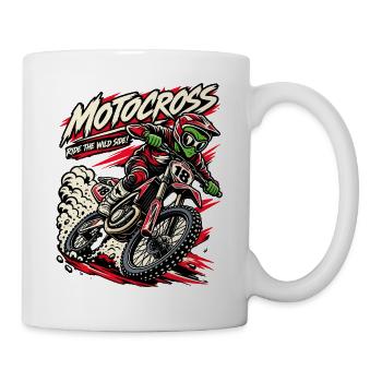 Wildes Motocross: Fahrer am Rand - Tasse - Weiß - Rechts