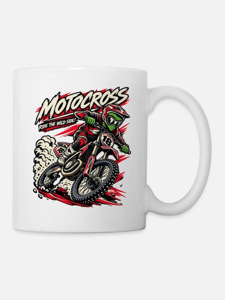 Wildes Motocross: Fahrer am Rand - Tasse - Weiß