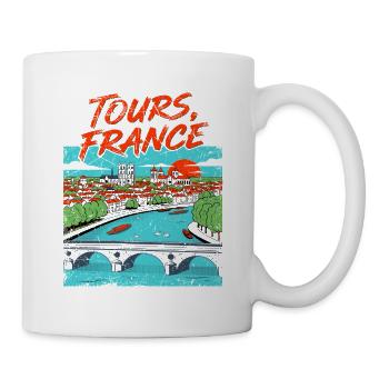 Vintage Style Tours France River Skyline - Tasse - Weiß - Rechts