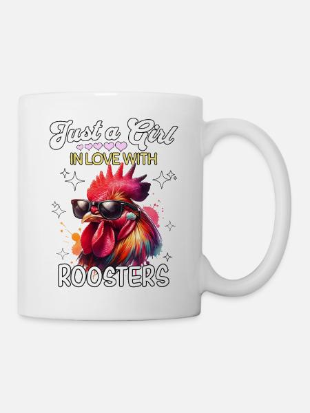 Hahn Mädchen Rooster - Tasse - Weiß