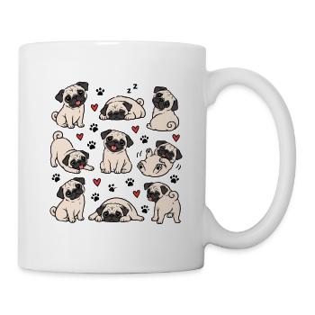 Mops Hund süßer Mops niedlicher Mops - Tasse - Weiß - Rechts