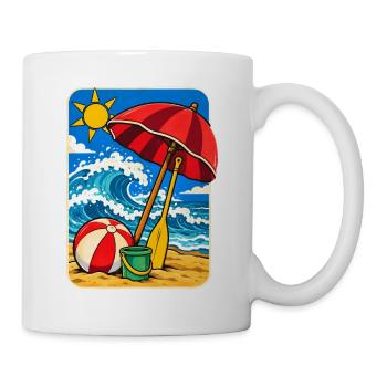 Retro Sunny Beach Day Illustration - Tasse - Weiß - Rechts