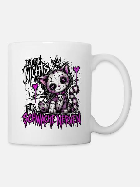 Patchwork-Katzchen für starke Nerven - Tasse - Weiß