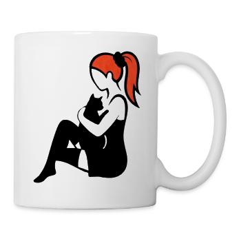 donna_con_coda_di_cavallo_capelli_rossi_con_gat - Tasse - Weiß - Rechts