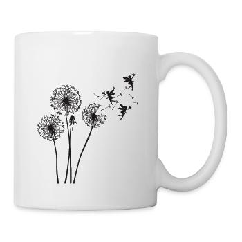 Schmetterlingdesign Pusteblumen Wiese Herzen Feen - Tasse - Weiß - Rechts