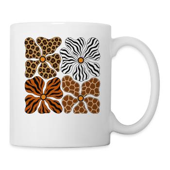 Boho Safari Blumen Leopard Zebra Giraffe Tiger - Tasse - Weiß - Rechts