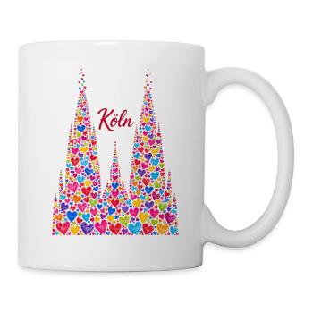 Kölner Dom mit Konfetti Karneval Fasching Köln - Tasse - Weiß - Rechts