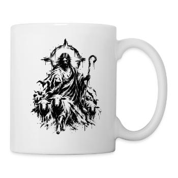 Jesus als Hirte mit Schafherde - Tasse - Weiß - Rechts