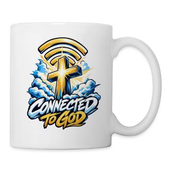 Kreuzmotiv Verbunden mit Gott - Tasse - Weiß - Rechts