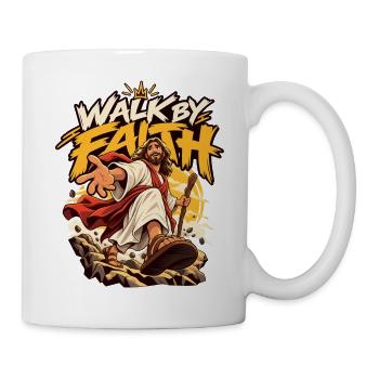 Walk by Faith: Jesus Grafik - Tasse - Weiß - Rechts