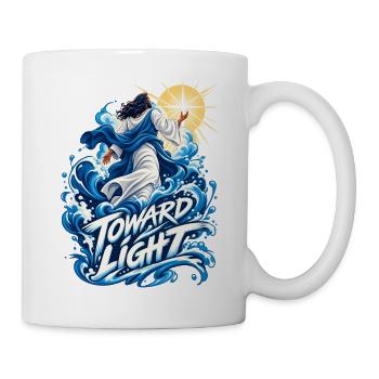Toward Light – Wellenmotive und Heilandsfigur - Tasse - Weiß - Rechts
