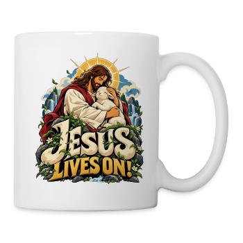 Jesus Lives On Lamm Natur - Tasse - Weiß - Rechts