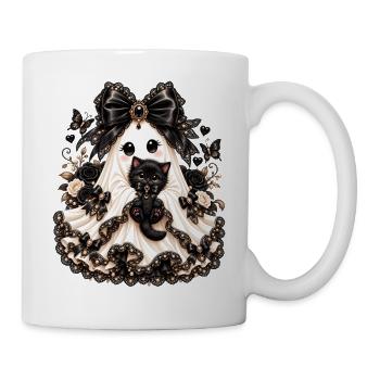 Glamouröse Braut mit schwarzem Kater - Tasse - Weiß - Rechts