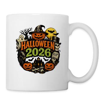 Halloween 2026 Kürbis Kostüm - Tasse - Weiß - Rechts