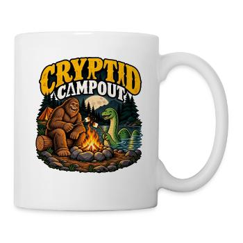 Cryptid Campout: Bigfoot & Snake Campfire - Tasse - Weiß - Rechts